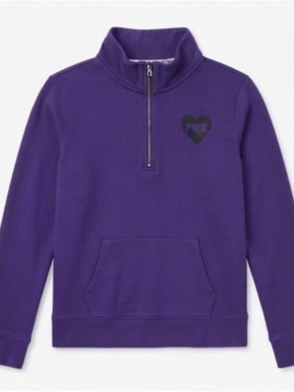Victoria's Secret PINK Purple Stacked Logo Quarter-Zip Sweatshirt (Size S/P)